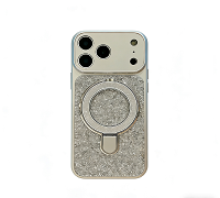 VWS iPhone 17 Pro Max Magsafe Crystal Diamond Ring Kickstand Case Silver